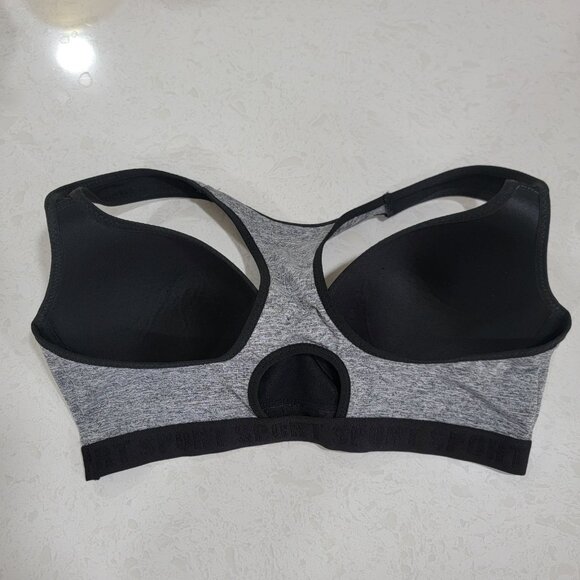 BodyForm Sports Bra Women’s Gray Black Cut Out Racer-back Size 38C - Picture 2 of 5